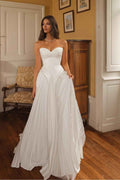 Sweetheart Strapless Sleeveless Long Prom Dress With Pleated
