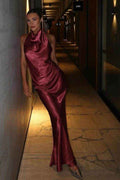 Halter Sleeveless Long Mermaid Prom Dress With Pleated Backless