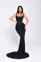 Spaghetti Strap Sleeveless Long Mermaid Prom Dress With Lace Embroidery