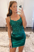 Stylish Bodycon Satin Double Straps Keyhole Back Homecoming Dress BM bride