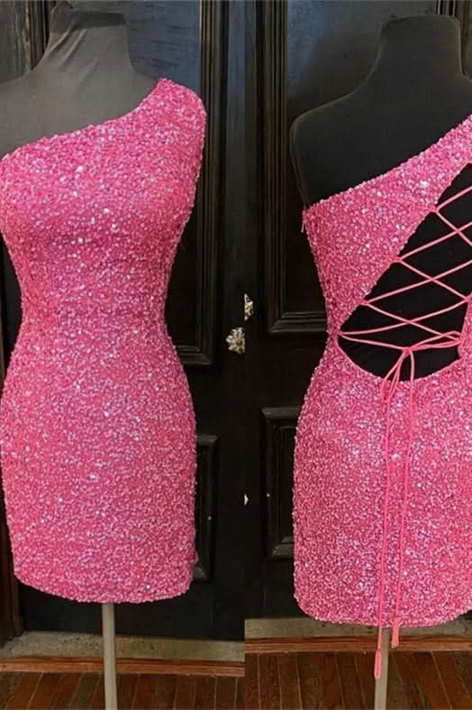 Chic Sheath Dark Blue Short Sequins Homecoming Dress BM bride
