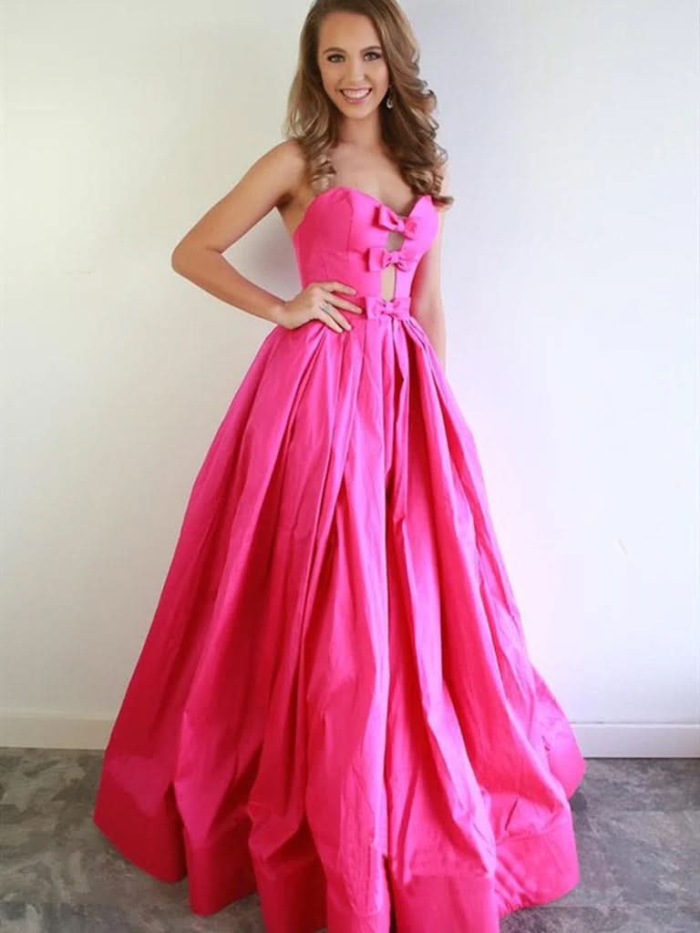 Chic A-Line Sweetheart Fuchsia Satin Evening Dress BM bride