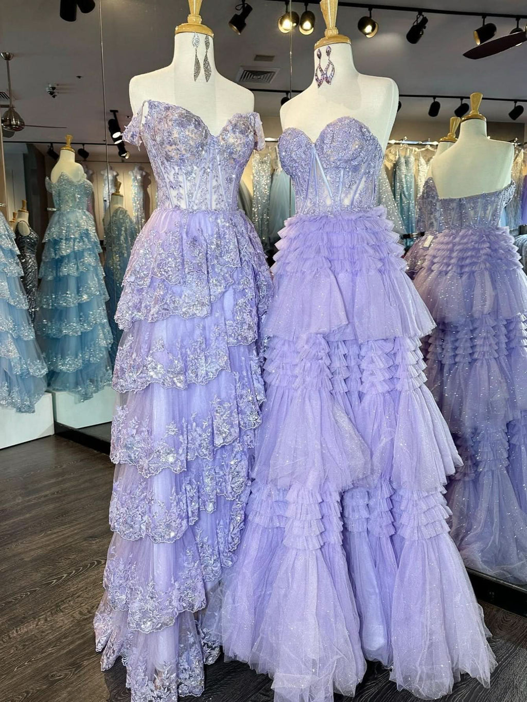 Adorable A-Line Sweetheart Tiered Long Tulle Prom Dress BM bride