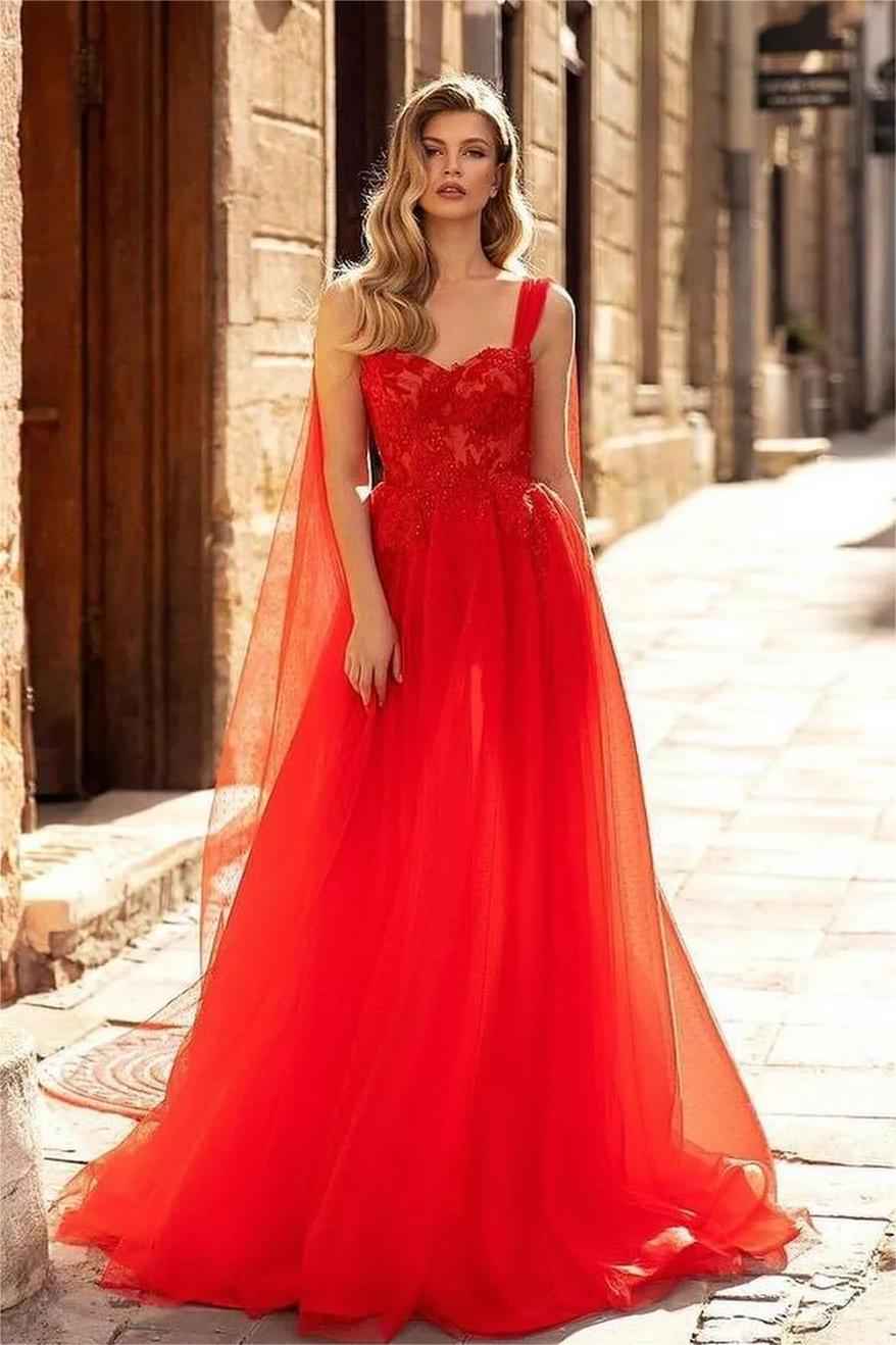 Charming Red Spaghetti Strap Sweetheart Sleeveless Prom Dress With Appliques