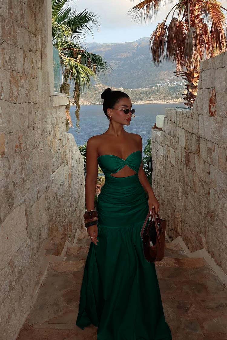 Strapless Sweetheart Sleeveless Long Prom Dress With Pleated BMBRIDE