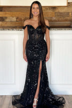 Elegant Off-the-Shoulder Floral A-Line Prom Dress with Tiered Ruffles BM bride