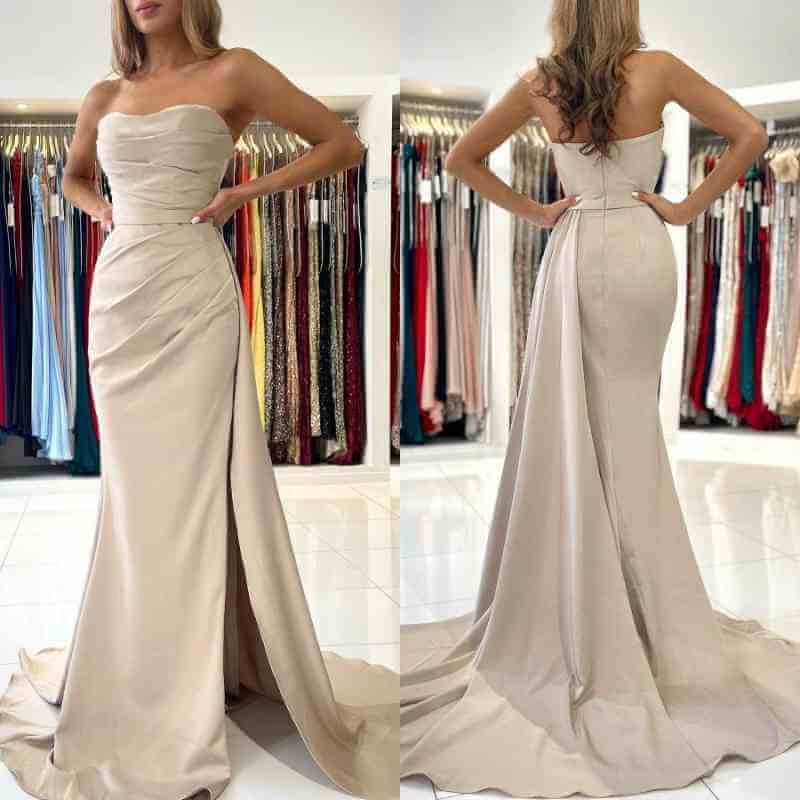 Elegant Strapless Mermaid Evening Dress with Split BM bride