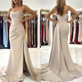 Elegant Strapless Mermaid Evening Dress with Split BM bride