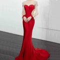 Charming Sweetheart Red Bead Embroidery Tassels Applique Long Prom Dress