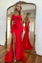 Spaghetti Strap Sleeveless Long Mermaid Prom Dress With Split