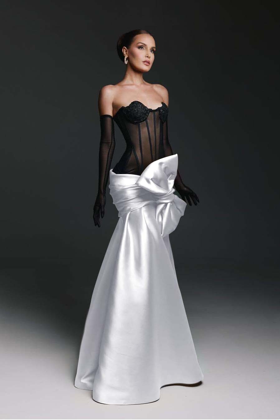 Strapless Sweetheart Sleeveless Long Mermaid Prom Dress With Gloves BMBRIDE