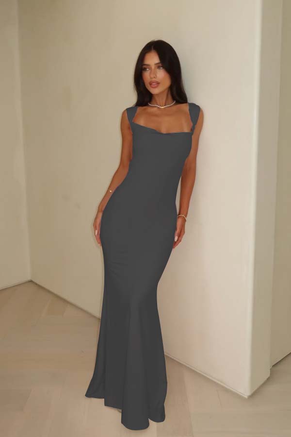 Stunning Straps Sleeveless Long Mermaid Prom Dress With Pleated BMBRIDE