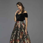 Retro Off the Shoulder Black Sleeveless Bead Embroidery Princess Long Prom Dress