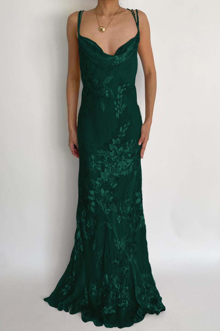 Spaghetti Strap Sleeveless Long Mermaid Prom Dress With Appliques BMBRIDE