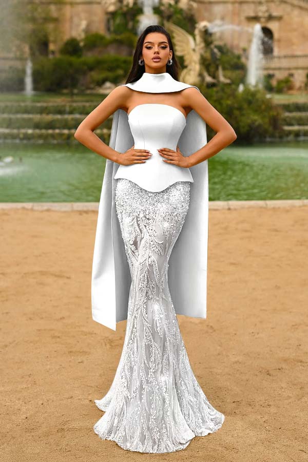Strapless Sleeveless Long Mermaid Prom Dress With Appliques