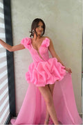 Chic One Shoulder Sleeveless Prom Dress With Pleated Ruffles