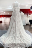 Sleeveless Off-the-Shoulder A-Line Wedding Dress with Ruffles and Tulle Lace Appliques BM bride