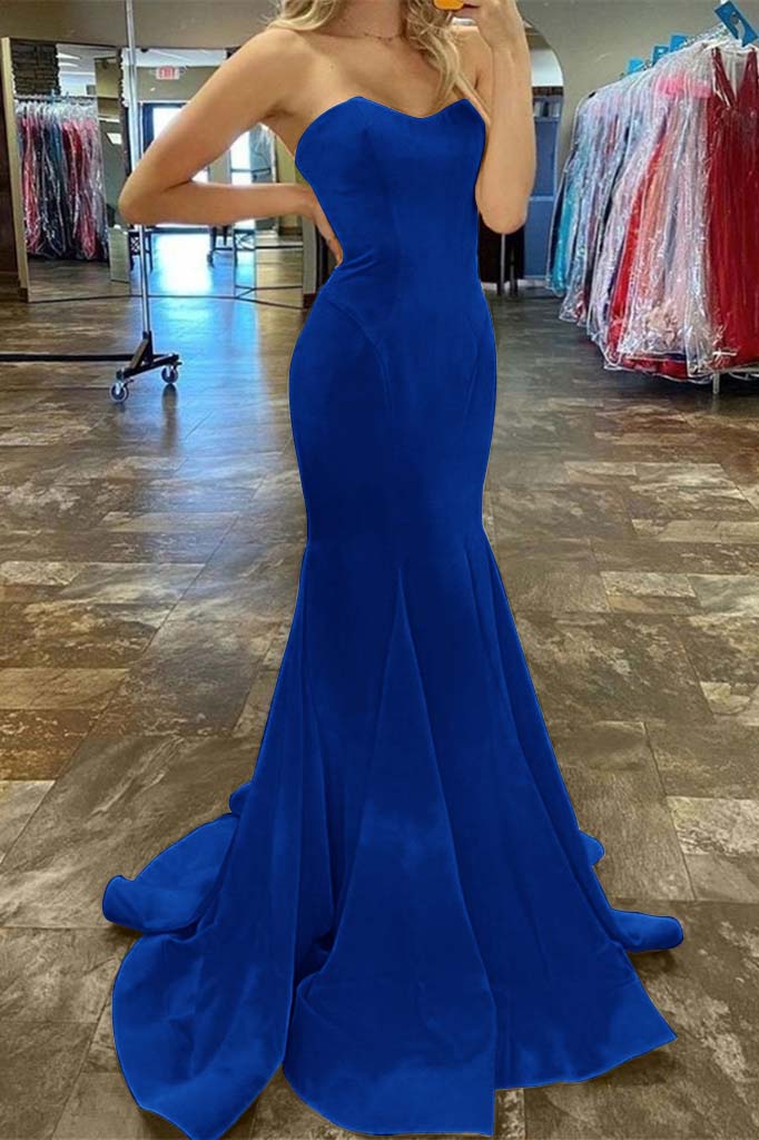 Charming Yellow Strapless Sleeveless Sweetheart Mermaid Long Prom Dress BMBRIDE