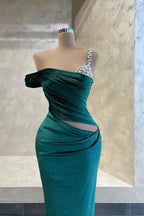 One Shoulder Sleeveless Mermaid Long Prom Dress With Beading