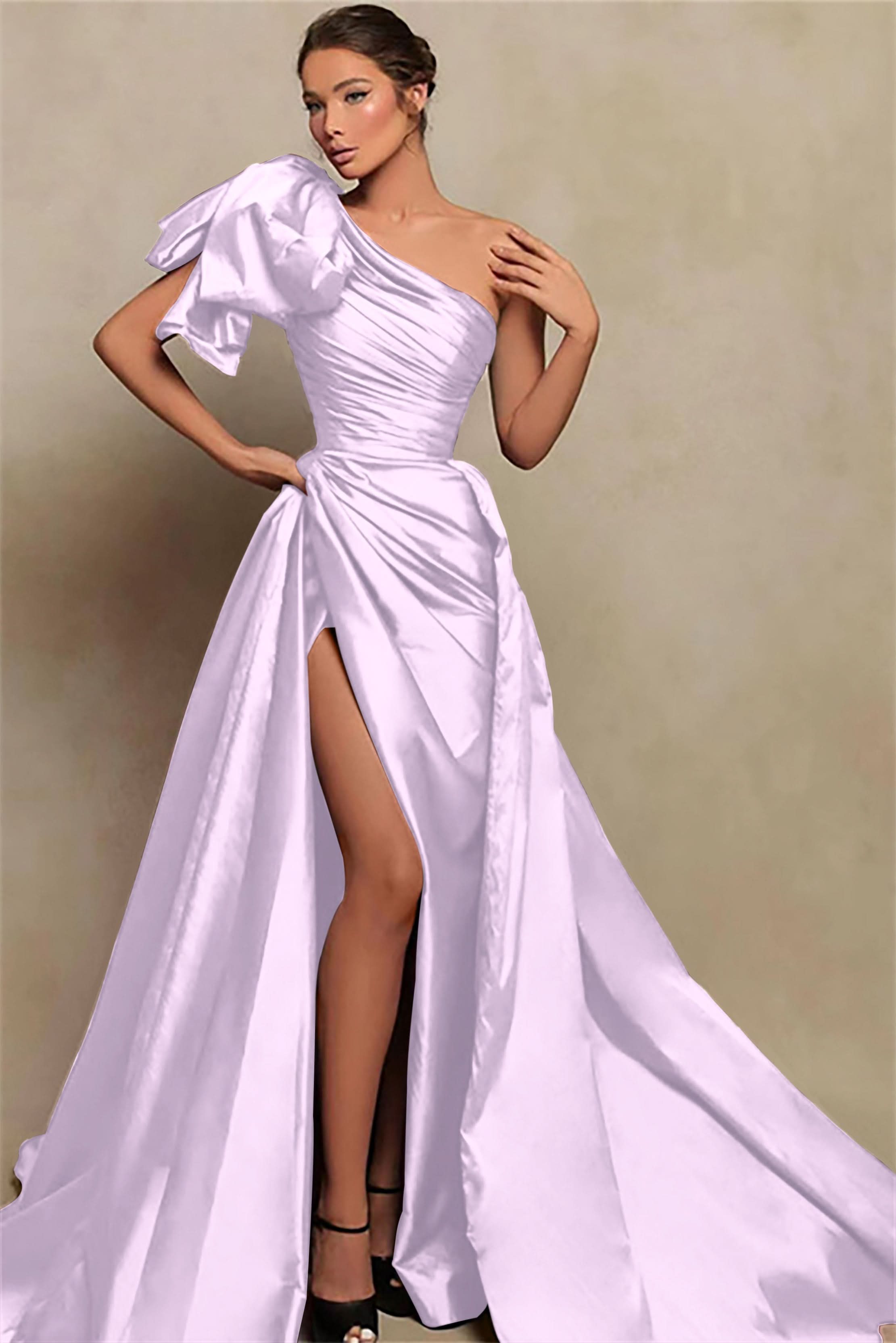 Vintage Burgundy One-Shoulder Mermaid Prom Dress with Slit BM bride