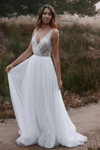 Sleeveless Bateau Long Mermaid Wedding Dress With Appliques Lace BM bride
