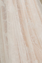 Sheer Long Sleeve A-Line Illusion Tulle Wedding Dress with Lace BM bride