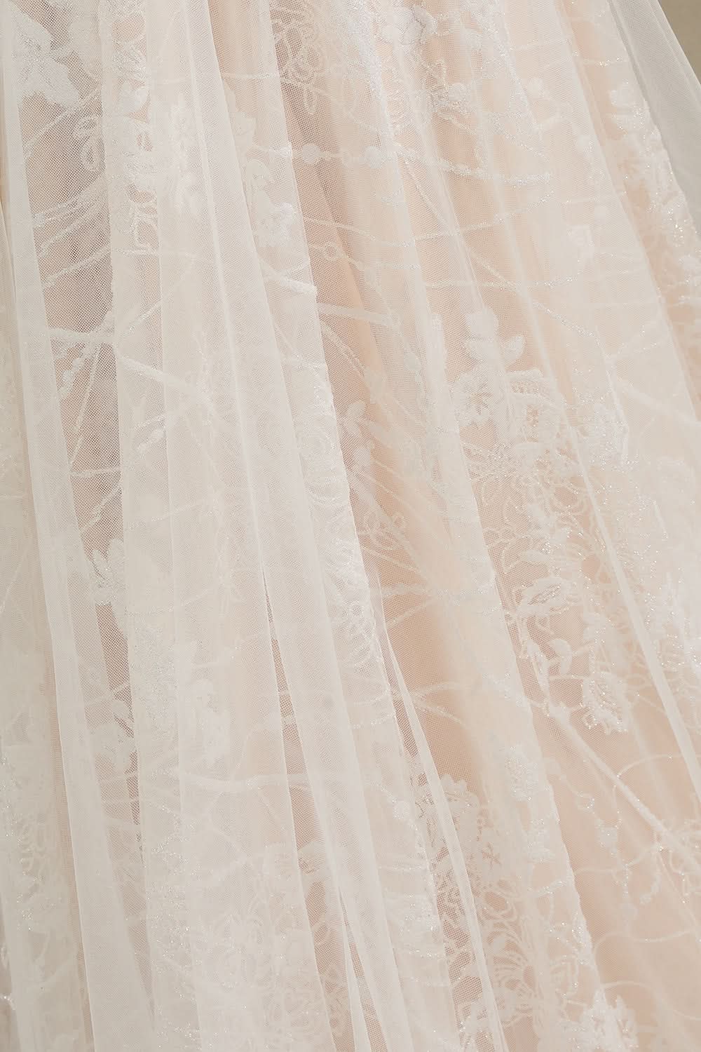 Sheer Long Sleeve A-Line Illusion Tulle Wedding Dress with Lace BM bride