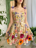 Floral A-Line Short Homecoming Dress with 3D Flowers BM bride