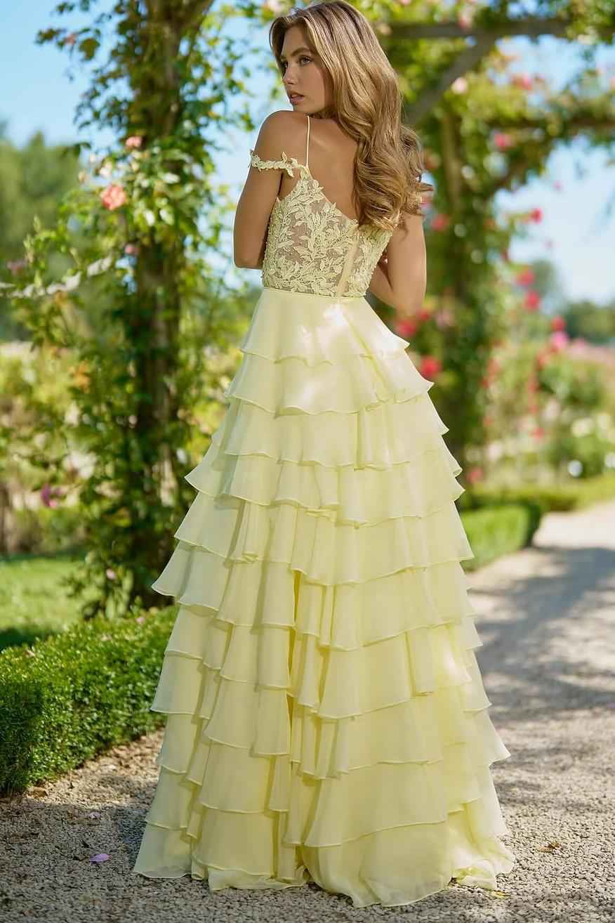 Off the Shoulder Sleeveless Long Prom Dress With Split Appliques