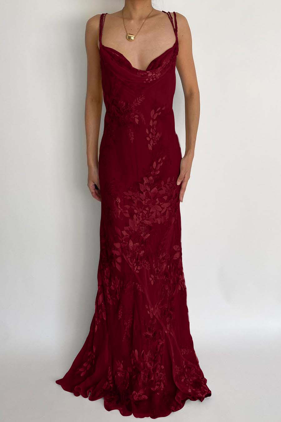 Spaghetti Strap Sleeveless Long Mermaid Prom Dress With Appliques BMBRIDE