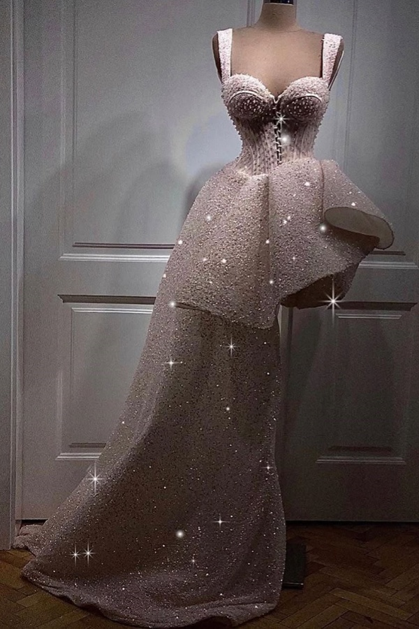 Spaghetti Strap Sweetheart Sleeveless Short Prom Dress With Sequins BMBRIDE