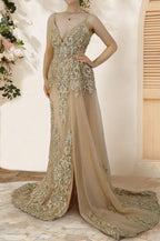 Beach Spaghetti-Strap Boho Sleeveless Long Prom Dress with Appliques BM bride