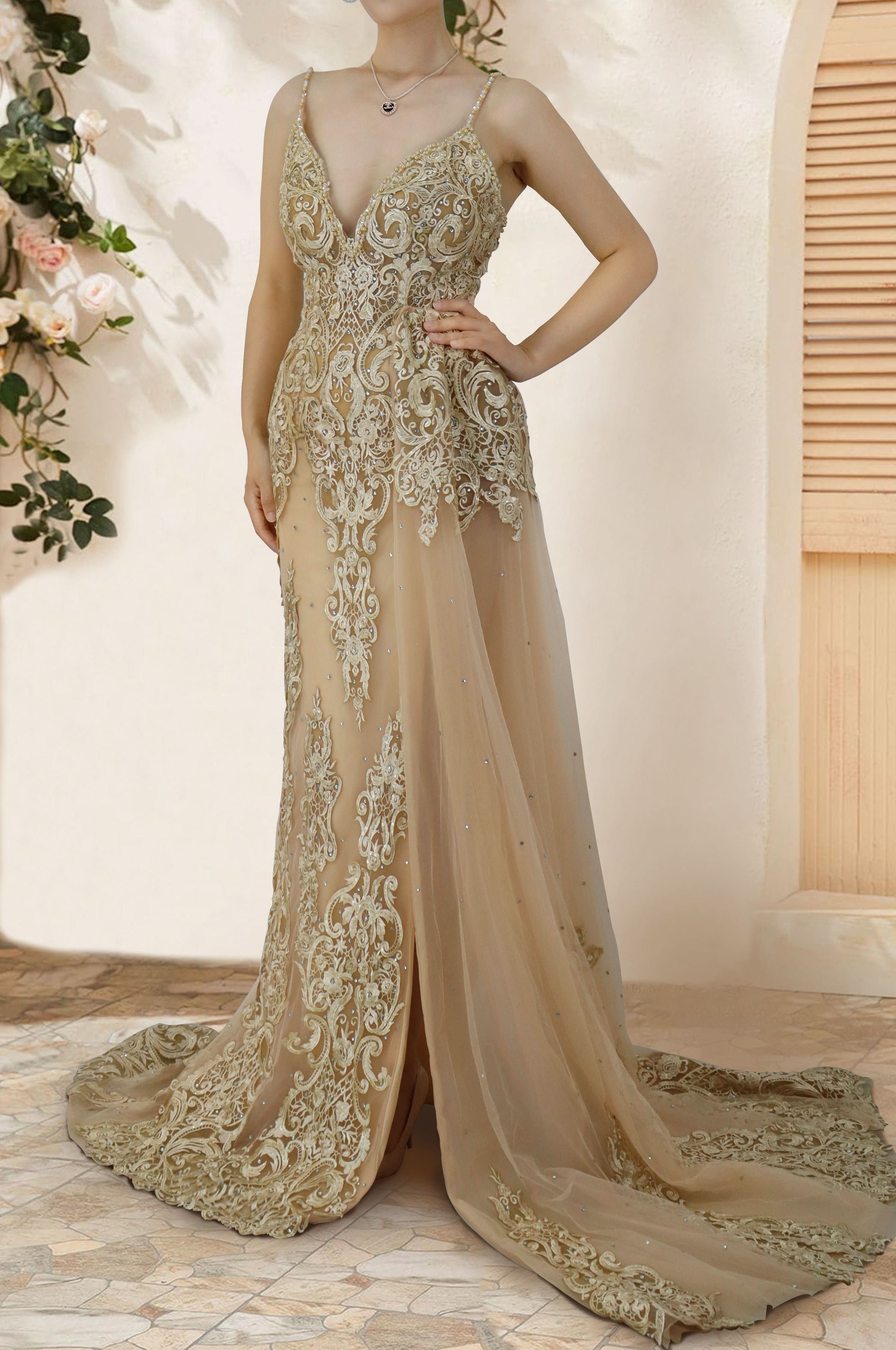 Beach Spaghetti-Strap Boho Sleeveless Long Prom Dress with Appliques BM bride