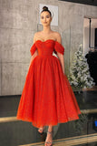 Off-the-Shoulder Red Sequins Prom Dress BM bride
