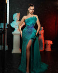 Tulle Sleeveless Shining Strapless Beading Front Split Prom Dress