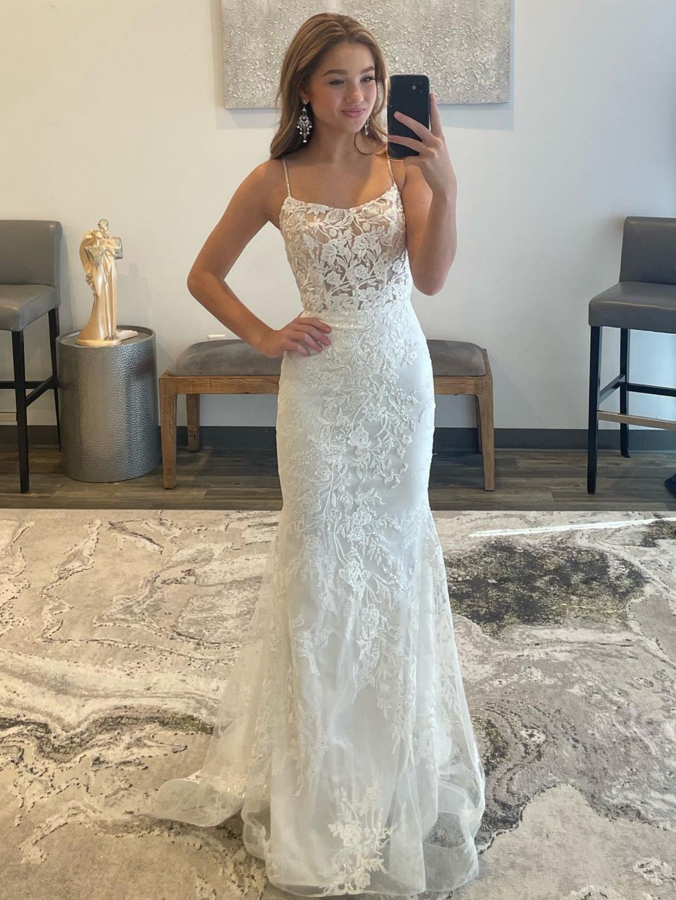 Beautiful White Mermaid Prom Dress Long Evening Dress BM bride