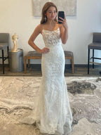 Beautiful White Mermaid Prom Dress Long Evening Dress BM bride