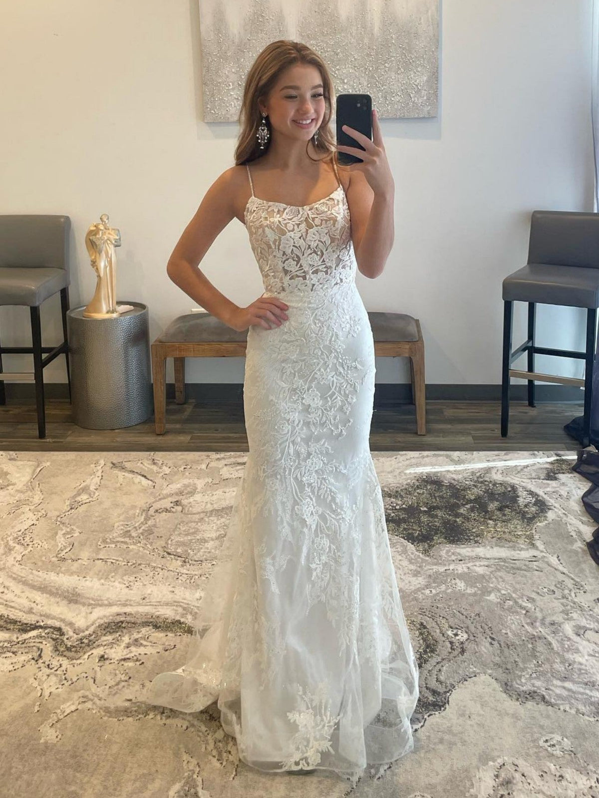 Beautiful White Mermaid Prom Dress Long Evening Dress BM bride