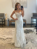 Beautiful White Mermaid Prom Dress Long Evening Dress BM bride