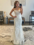Beautiful White Mermaid Prom Dress Long Evening Dress BM bride