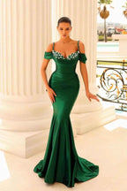 Off the Shoulder Sweetheart Beads Prom Dress With Spaghetti Strap Mermaid