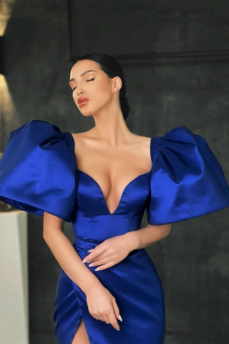 Royal Blue Mermaid Prom Dress with Slit BM bride