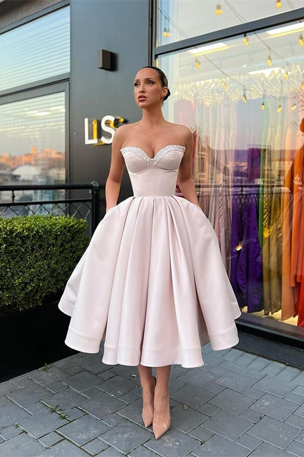 Sleeveless Short Evening Dress with Beading and Pockets for a Cute Look BM bride