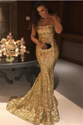 Strapless Sequins Mermaid Evening Dress BM bride