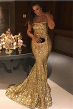 Strapless Sequins Mermaid Evening Dress BM bride