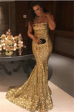 Strapless Sequins Mermaid Evening Dress BM bride