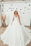 Sweetheart Pearl Floor-Length Ruffle Ball Gown Wedding Dress with Long Sleeves BM bride