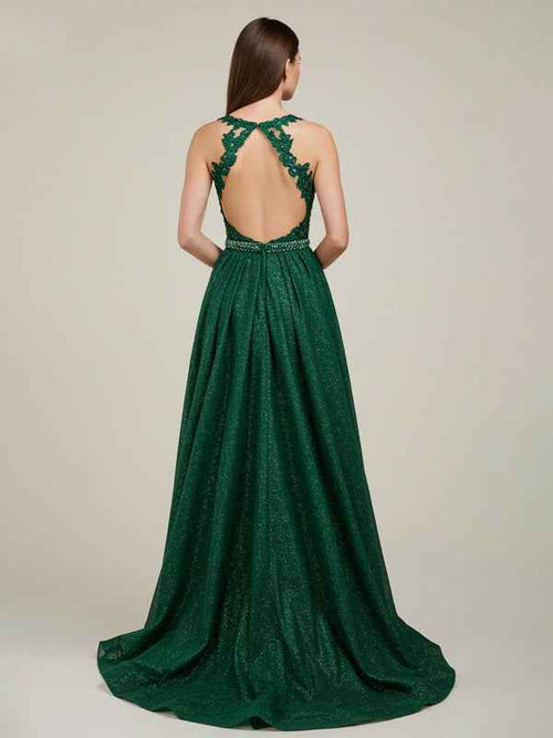 Green A Line Sweetheart Lace Appliques Long Prom Dress BMBRIDE