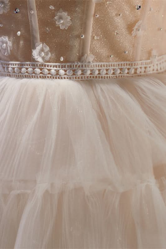 Enchanting White Tulle 3D Floral Lace A-Line Tiered Homecoming Dress BM bride