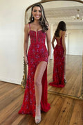Charming Mermaid Straps Prom Dress with Beautiful Beading BM bride